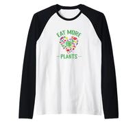 Mangia più Piante Cuore Sano Vegetariano Maglia con Maniche Raglan