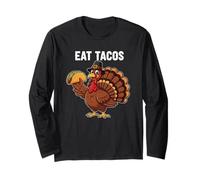 Mangia Tacos Turchia Fun Times Ringraziamento Maglia a Manica