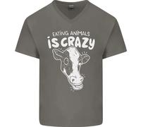 Mangiare Animali È Folle Maglietta In Cotone A V Per Uomo Vegetariano Vegano
