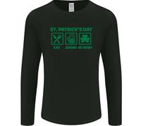 Mangiare Bere Be Irlandese Giorno di San Patrizio Uomo Maniche