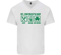 Mangiare Bere Be Irlandese Giorno di San Patrizio Uomo Scollo A V Cotone T-Shirt