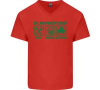Mangiare Bere Be Irlandese Giorno di San Patrizio Uomo Scollo A V Cotone T-Shirt
