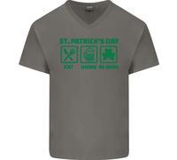Mangiare Bere Be Irlandese Giorno di San Patrizio Uomo Scollo A V Cotone T-Shirt
