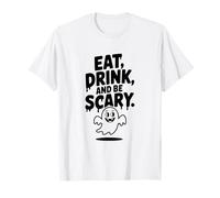 Mangiare Bere e Essere Spaventoso Divertente Halloween Ghost Maglietta