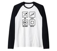Mangiare Dormire Biliardo Ripetere Il Giocatore di Biliardo Maglia con Maniche Raglan