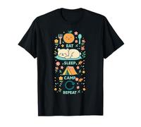 Mangiare Dormire Campo ripetere Divertente Camper Maglietta