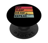 Mangiare Dormire Disegnare Ripeti Divertente Disegno Artistico Scuola d' PopSockets PopGrip Adesivo