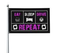 Mangiare Dormire Guidare Ripetere Garden Flag Resistente Alle Intemperie Bandiere Da Giardino Divertente Bandiera Da Cortile Per Fattoria Esterni All'Aperto 90X150Cm