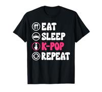 Mangiare Dormire KPOP Ripeti Divertente Coreano Musica KPOP Amanti Maglietta