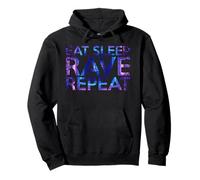 Mangiare Dormire Rave Ripeti Colorato Neon Partygoers Vita Routine Felpa con Cappuccio
