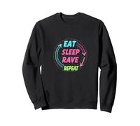 Mangiare Dormire Rave Ripeti Neon Party Lifestyle Felpa, Unisex per Adulti, Nero, XL