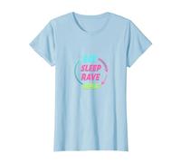 Mangiare Dormire Rave Ripeti Neon Party Lifestyle Maglietta, Donna, Celeste, XL