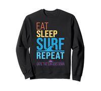 Mangiare Dormire Surf Ripeti Retro Tramonto Colori Surf Spiaggia Felpa