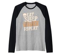 Mangiare Dormire Tatuare Ripetere Arte Artista del Tatuaggio Maglia con Maniche Raglan