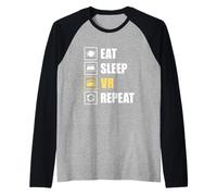 Mangiare Dormire VR Ripeti Divertimento Realtà Virtuale Gamer Sviluppatore Maglia con Maniche Raglan