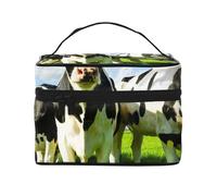 Mangiare mucche al pascolo estivo, borsa da viaggio per il trucco da donna, grande organizer per cosmetici