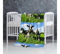 Mangiare mucche al pascolo estivo,Coperta morbida, calda, anti-pilling, in flanella, peluche, 76 x 127 cm