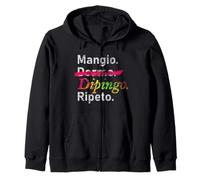 Mangiare. (No) Dormire. Dipingere. Ripeti. - Italiano Felpa con Cappuccio