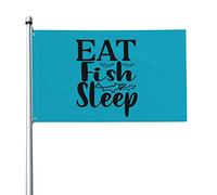 Mangiare Pesce Dormire Bandiere Di Benvenuto Durevole Bandiera Da Cortile Divertente Bandiere Da Giardino Per Fattoria Esterni All'Aperto 90X150Cm