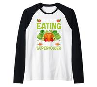 Mangiare Sano è Il Mio superpotere Maglia con Maniche Raglan