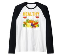 Mangiare Sano Vivere Felice Maglia con Maniche Raglan