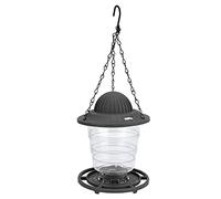 Mangiatoia a forma di padiglione trasparente mangiata per uccelli appesi con ampia copertura mobile per apertura per terrazze di giardini e portici anteriori di plastica 6,5oz (Grigio)