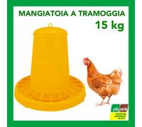 MANGIATOIA A TRAMOGGIA CON COPERCHIO IN PLASTICA NOVITAL 15 KG PER POLLI GALLINE