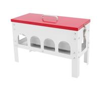 Mangiatoia automatica automatica per pollame, in metallo, con 10 aperture, per polli e pollame (rosso, bianco)