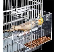 Mangiatoia automatica per uccelli per gabbia, in acrilico, senza fuoriuscite, per parrocchetti, pappagalli, calopsitte, piccioncini, canarini, fringuelli, gabbia (piccola)