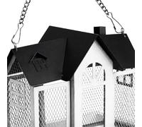 Mangiatoia da appendere in metallo resistente alle intemperie 1,8 kg per monitoraggio masticazione, tetto anti-scoiattolo, per uccelli da cortile, mangiatoia per uccelli all'aperto con grande vassoio