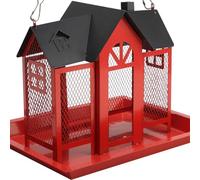 Mangiatoia da appendere in metallo resistente alle intemperie da 1,8 kg con porte di monitoraggio anti-scoiattolo per uccelli da cortile mangiatoia per uccelli in metallo con design a prova di