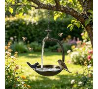 Mangiatoia da appendere per uccelli selvatici, grande | Ferro anticorrosione, resistente alle intemperie, con rubinetto decorativo, ideale per giardino e cortile. 1 pezzo