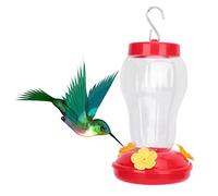 Mangiatoia e abbeveratoio per colibrì in plastica, mangiatoia sospesa antigoccia da 18 once per giardino, fossato incorporato, 6 porte per la protezione delle api, bocca larga per