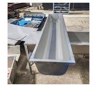 Mangiatoia extra large in acciaio inox per bestiame, ideale per maiali, bovini e pecore, facile da pulire, capacità di carico: da 150 x 30 x 18 cm
