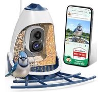 Mangiatoia intelligente per uccelli con fotocamera, doppia camera di semi e telecamera HD a prova di scoiattolo, alimentata a energia solare, con riconoscimento gratuito delle specie di uccelli AI