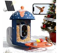 Mangiatoia intelligente per uccelli con telecamera per esterni Birdhouse: AI identifica oltre 11000 specie, 2K HD, avvisi di arrivo, alimentazione solare, design a due colori, compatibile con colibrì