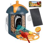 Mangiatoia intelligente per uccelli con telecamera per esterni Birdhouse: AI identifica oltre 11000 specie, 2K HD, avvisi di arrivo, alimentazione solare, design a due colori, compatibile con colibrì