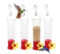Mangiatoia per colibrì, per acqua e mangiatoia trasparente, 4 pezzi, mangiatoia automatica contro le formiche e con ganci in acciaio , per terrazza, giardino, prato e decorazione per alberi