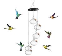 Mangiatoia per colibrì per esterni, set di 6 scacciapensieri a vento, stazione d'acqua, dispositivo di pulizia facile da riempire, accessori per l'alimentazione degli uccelli per terrazze e balconi