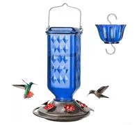 Mangiatoia per colibrì protetta dal fossato, progettata per mantenere la freschezza del nettare e per il divertimento continuo del giardino (blu)