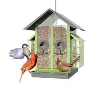 Mangiatoia per fringuelli per esterni, grande capacità, trasparente, grande mangiatoia per uccelli, con doppio tetto, impermeabile, resistente, per giardino, cortile, balcone, terrazza