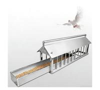 mangiatoia per galline Mangiatoia estraibile in acciaio inox per piccioni, pollame e uccelli, con copertura antipioggia e barra girevole. Niente litigi, niente sprechi.(L 120cm/47.2in)
