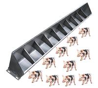 Mangiatoia per maiali in acciaio inox resistente e impermeabile, 200 cm / 6.6ft, resistente, per bovini, capre, cavalli, per uso interno/esterno, design a 10 bit, facile da pulire