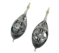 Mangiatoia per pesca alla carpa in lega di zinco, resistente, con peso integrato, 10 x 3,5 x 6,5 cm, colore nero, per una consegna efficiente della pastura nella pesca in acque morte (70 g)