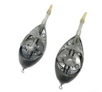 Mangiatoia per pesca alla carpa in lega di zinco, resistente, con peso integrato, 10 x 3,5 x 6,5 cm, colore nero, per una consegna efficiente della pastura nella pesca in acque morte (50 g)