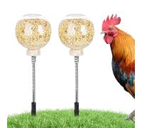 Mangiatoia per Polli - 2 Pezzi Con Vaso E Picchetto,Mangiatoia Galline Ricaricabile e Mobile per Fattoria Giardino e Cortile