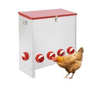 Mangiatoia per polli da 30 kg, in metallo, con 10 aperture e maniglia, resistente alle intemperie, adatto per polli, anatre, pollame, ecc.