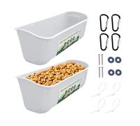 Mangiatoia per pollo, 2 pezzi, senza vaschetta, grande porta alimenti | Clip su contenitore per cereali ad alta capacità per pollame, , oca, cervi, alimentazione stabile del fienile, accessori