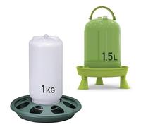Mangiatoia per pulcini 1 Kg e Abbeveratoio per pulcini 1,5 L - in Plastica Trasparente Resistente - Piedini rimovibili - Mangiatoia per galline e quaglie e Abbeveratoio per galline chiocce e quaglie