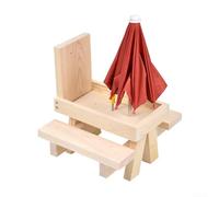 Mangiatoia per scoiattoli con ombrello rosso e fessura per il posizionamento del mais, design in legno di pino per tutte le stagioni per interazione con la fauna selvatica (bianco)